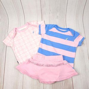 Baby Girl 2 Outfits 1 Pc. Bodysuit and 1 Mini Skirt Matching Set Pink/Blue 3-6M